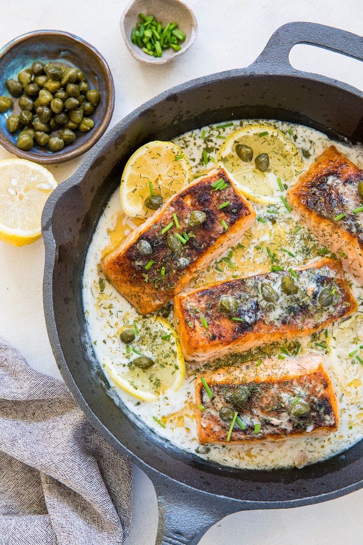 Lemon-Dill Sear-Salmon with Capers