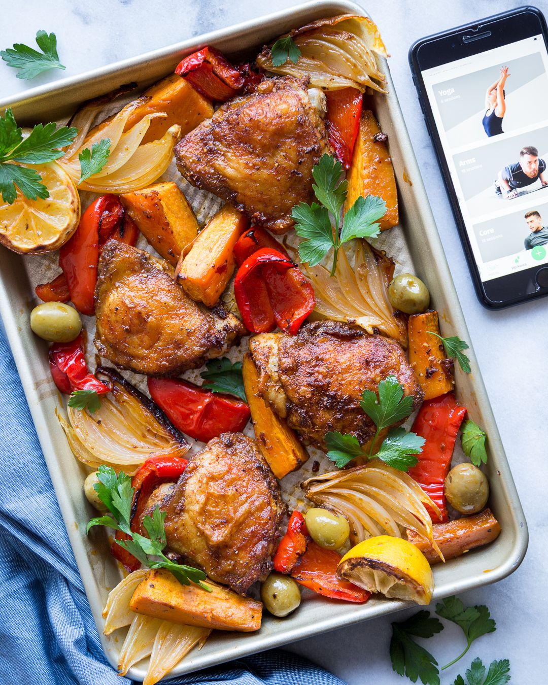 Sheet Pan Spanish-Style Chicken with Roasted Piquillo Peppers