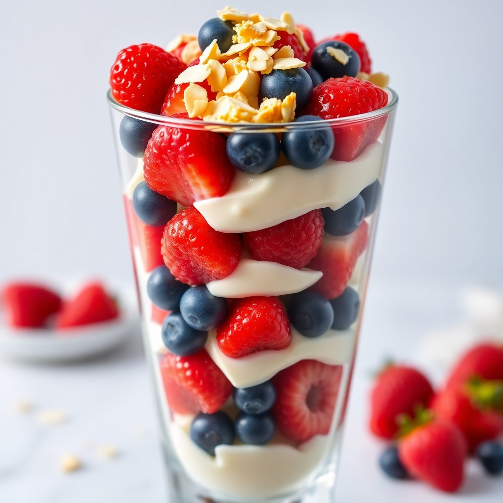 Chilled Berry Mascarpone Parfaits with Honey Almond Crunch