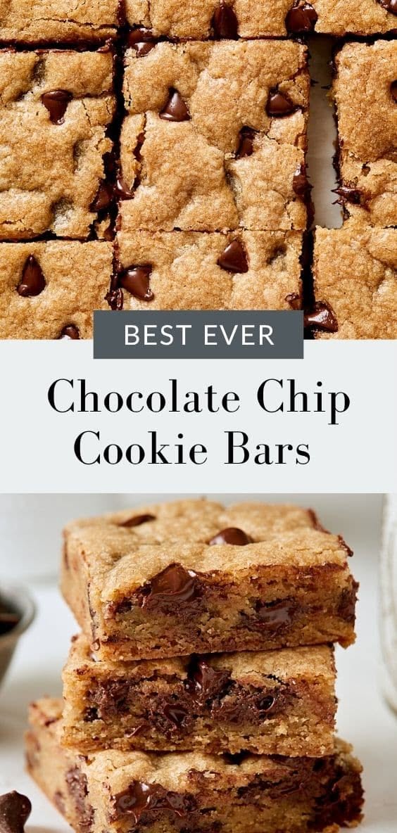 Oven-Baked Chocolate Chip Cookie Bars with Brown Sugar