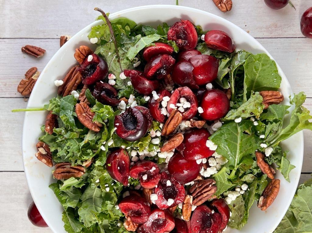 Bing Cherry and Goat Cheese Salad with Toasted Walnuts