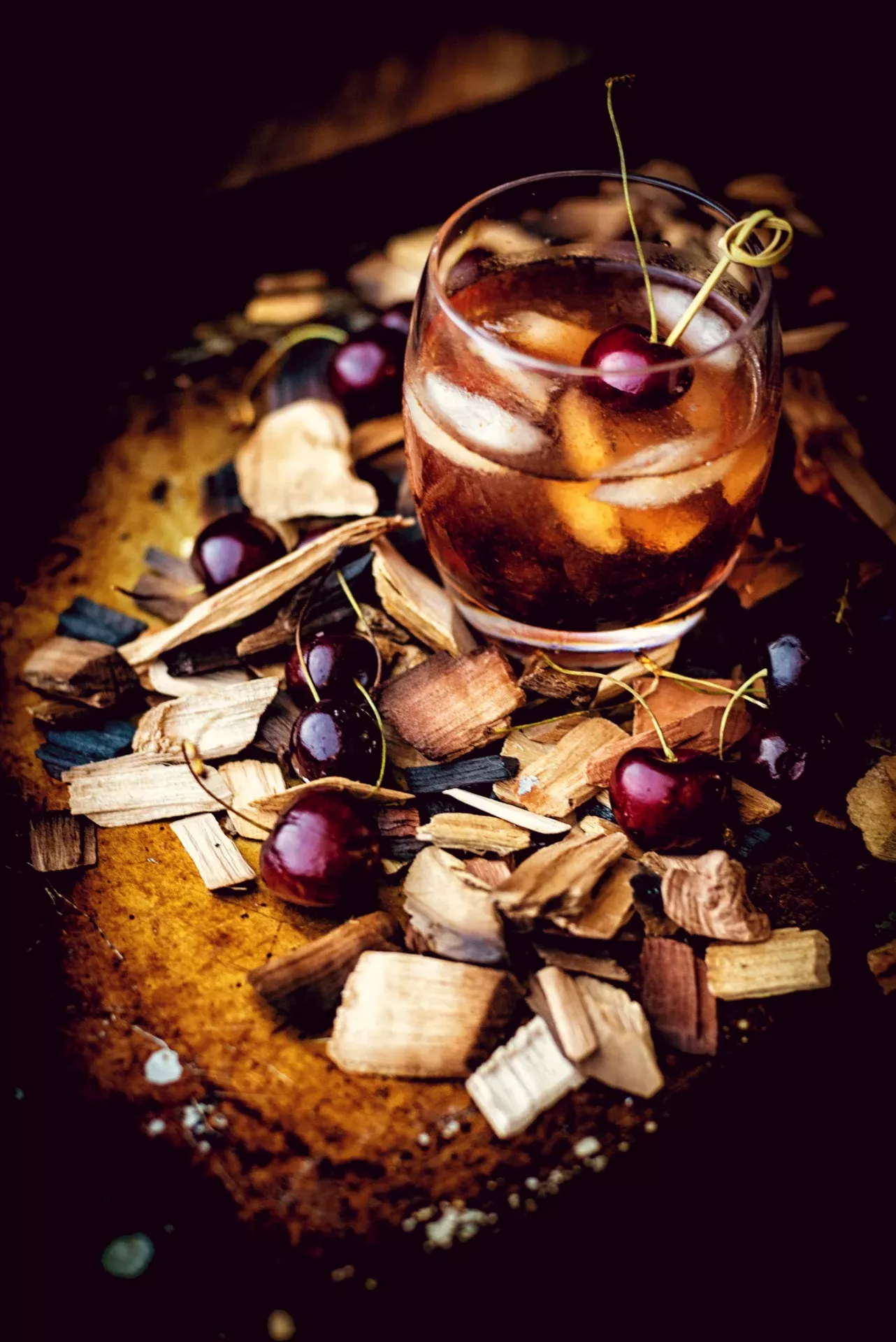 Smoked Cherry Whiskey Old Fashioned