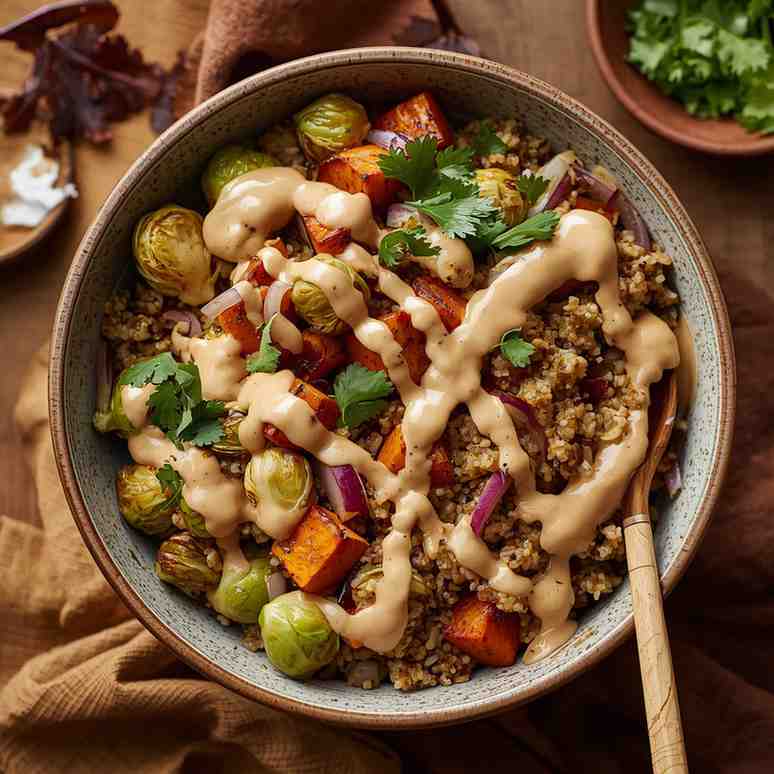 Roasted Vegetable Grain Bowl with Tahini Dressing