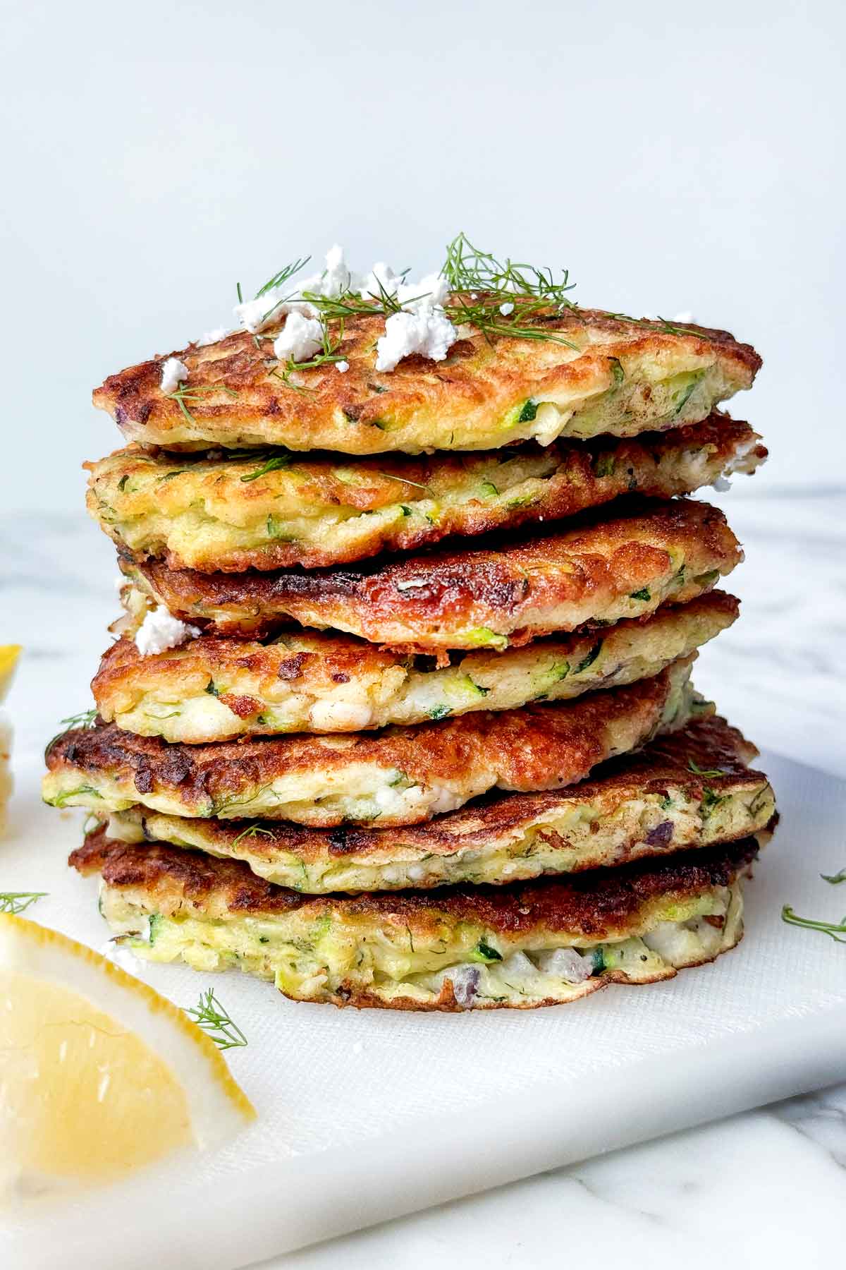 Feta-Stuffed Zucchini Fritters with Dill-Yogurt Sauce
