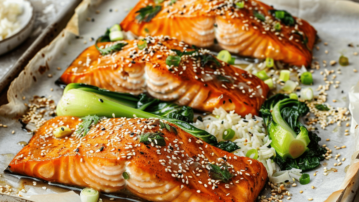 Pan-Seared Salmon with Miso Butter and Sesame Bok Choy