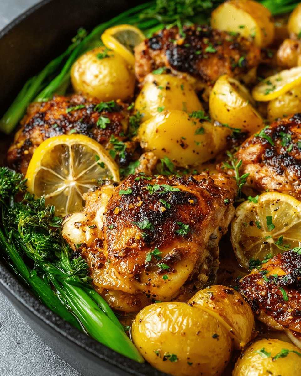 One-Pan Lemon Garlic Chicken with Roasted Baby Potatoes
