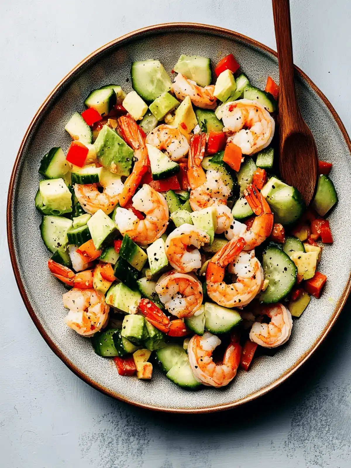 Sautéed Shrimp with Avocado Cucumber Salad