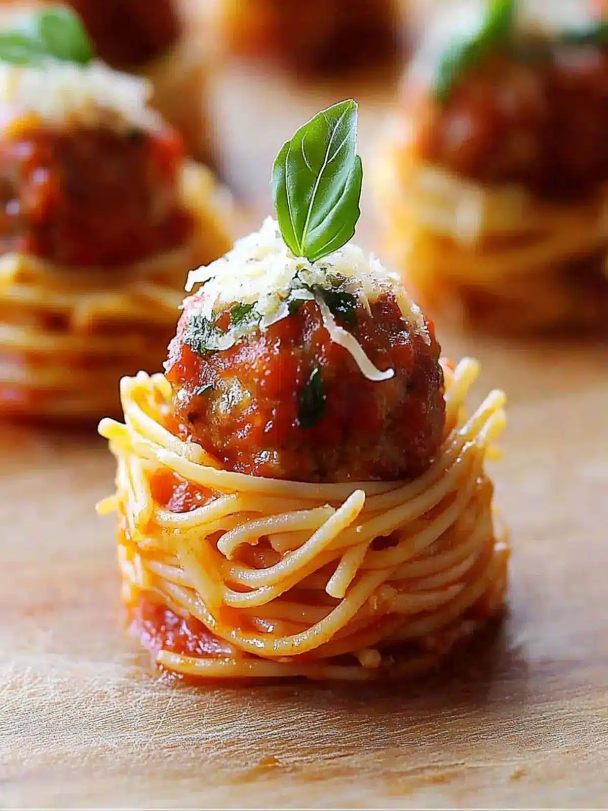 Mini Meatball Pasta Bites with Hidden Spinach