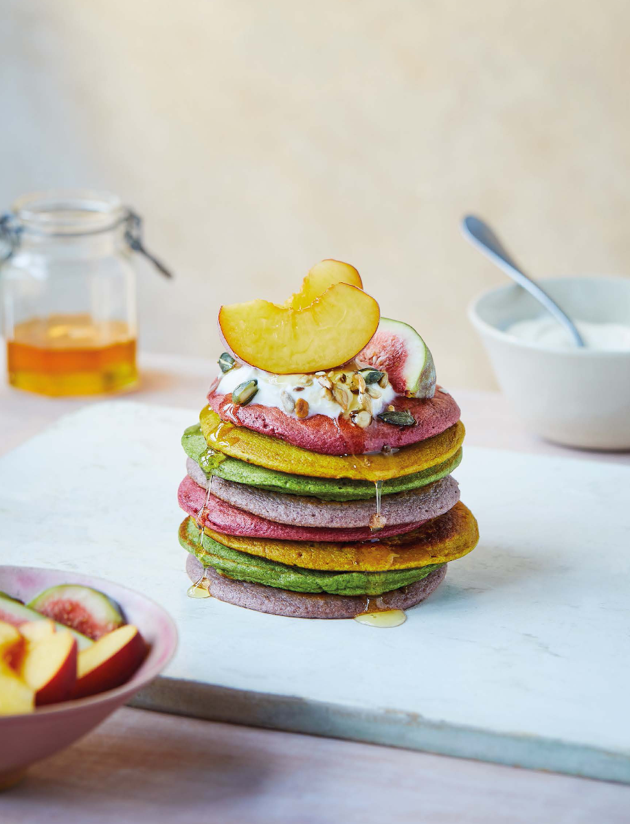 Rainbow Berry Pancake Stack