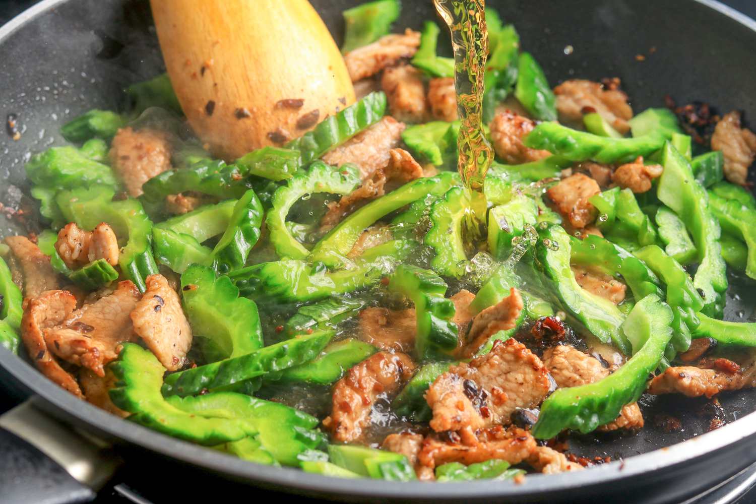 Pan-Seared Bitter Melon with Garlic and Chili Stir-Fry