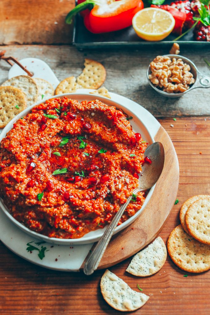 Roasted Eggplant Muhammara with Pomegranate Molasses
