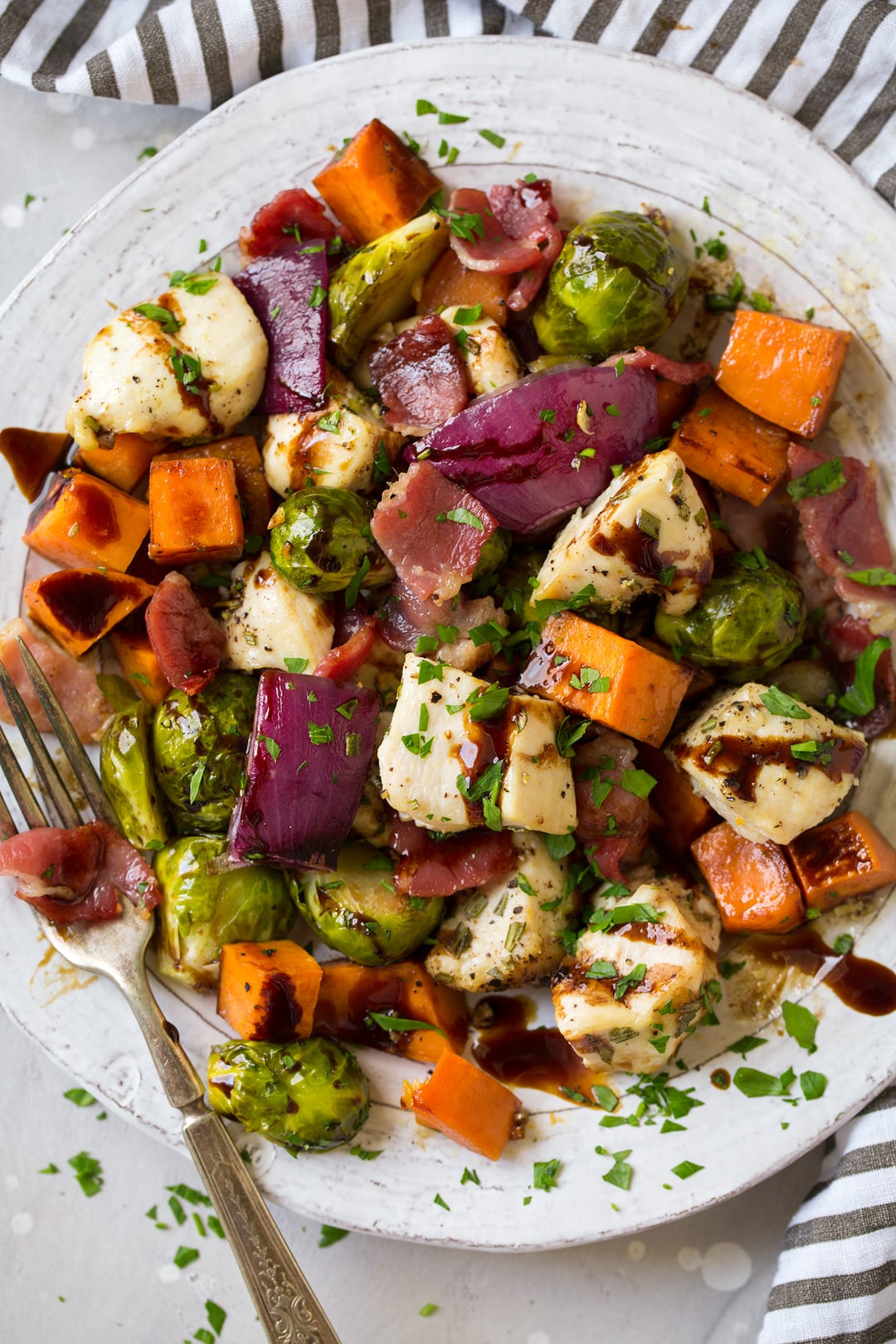 Honey-Balsamic Glazed Brussels Sprouts and Sweet Potatoes