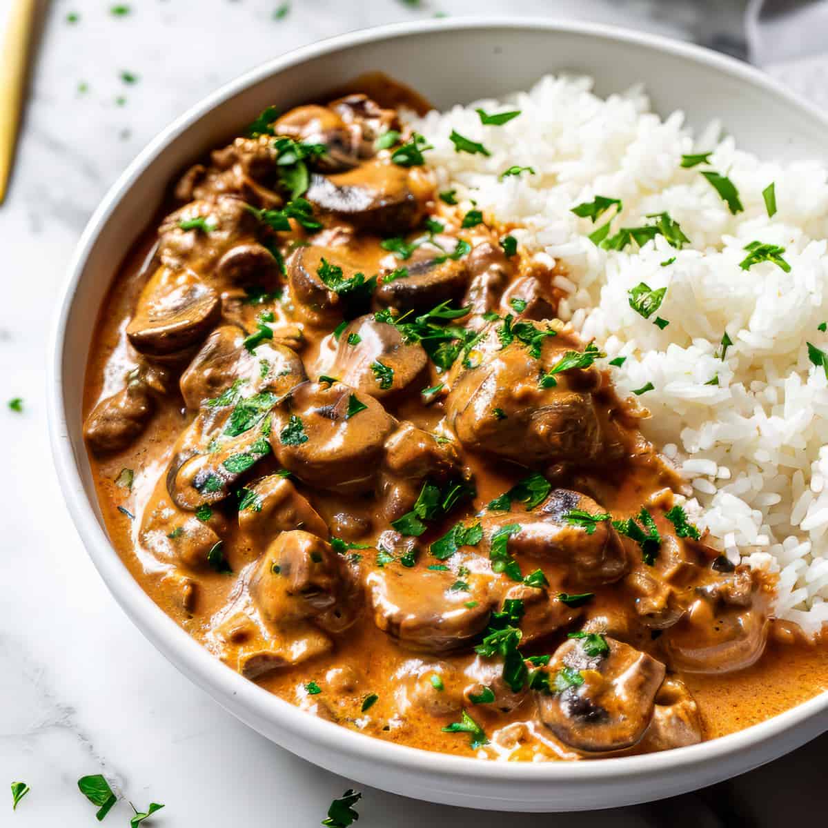 Budget-Beef Stroganoff with Rice