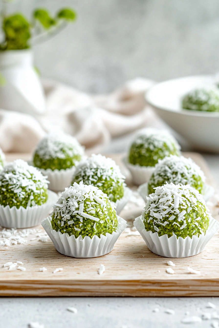 Coconut Matcha Keto Fat Bombs with Macadamia Nuts