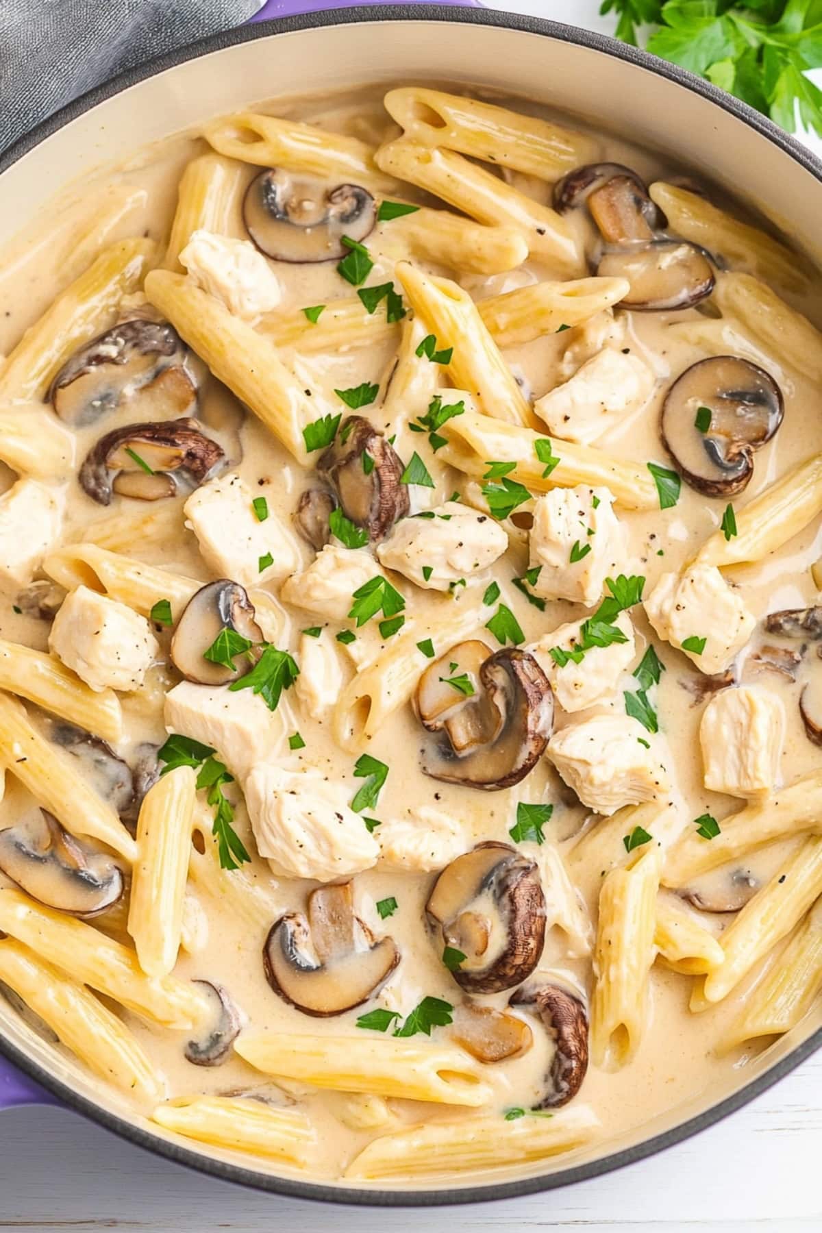 Creamy Herb-Roasted Chicken & Mushroom Pasta