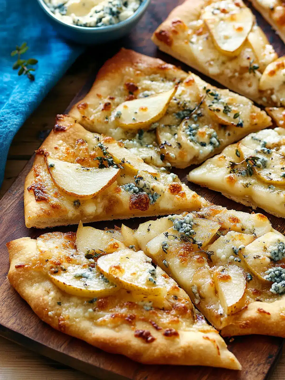 Roasted Chicory and Pear Flatbread with Blue Cheese