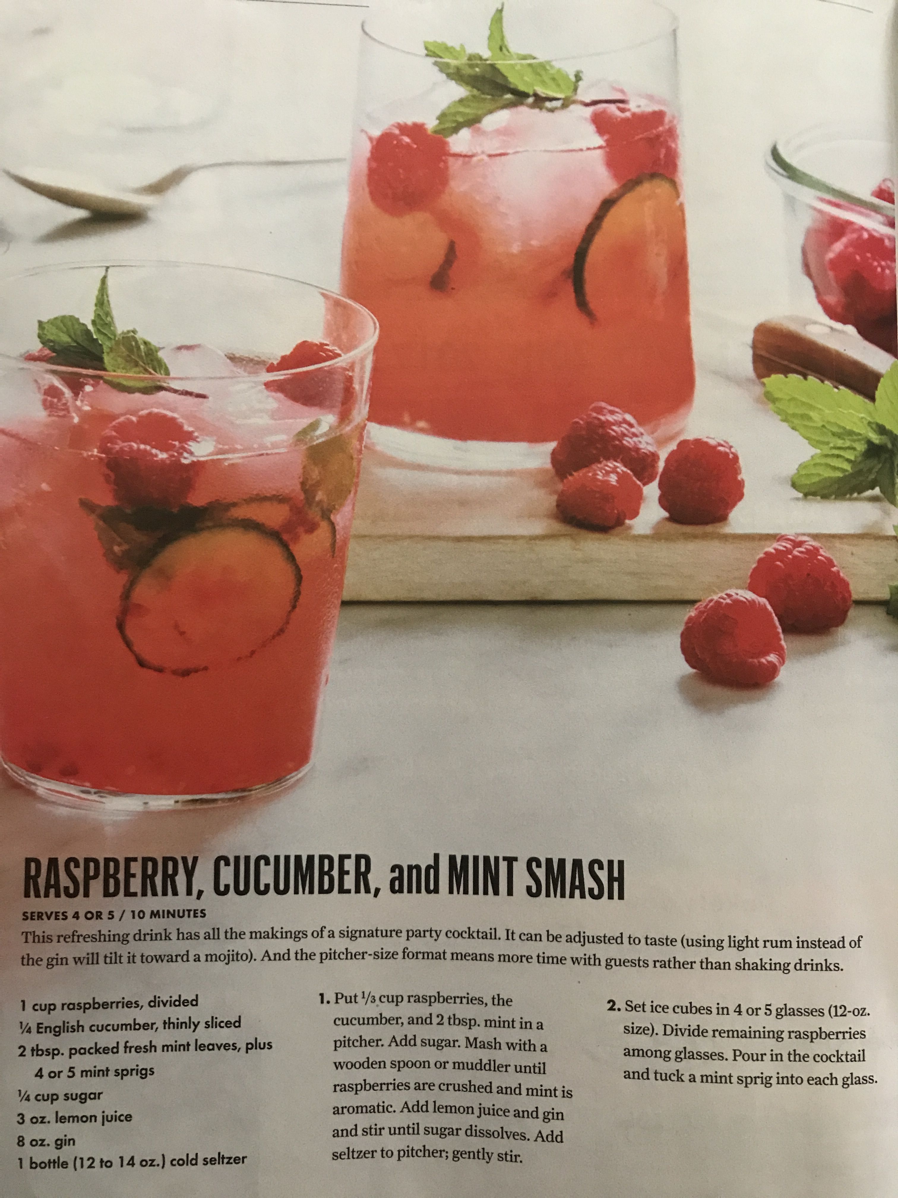 Raspberry Gin Smash with Fresh Mint