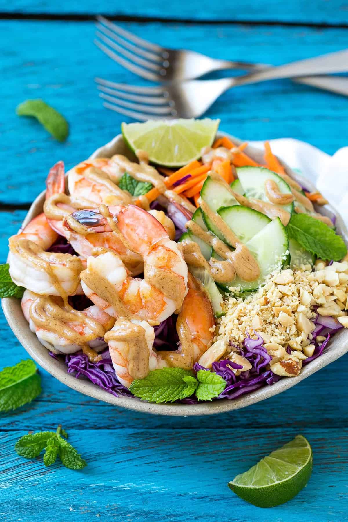 Banana Flower and Shrimp Salad with Roasted Peanut Dressing