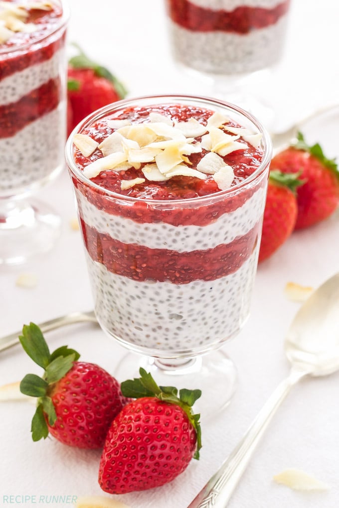 No-Bake Strawberry Coconut Chia Parfaits