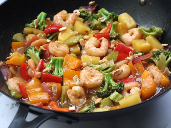 Spicy Tiki-Style Shrimp Stir Fry with Pineapple and Bell Peppers