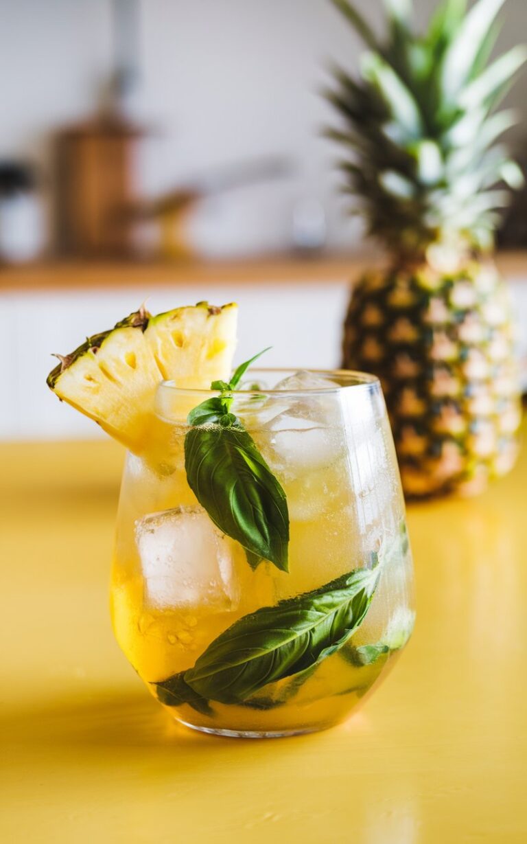 Tropical Basil and Pineapple Fizz