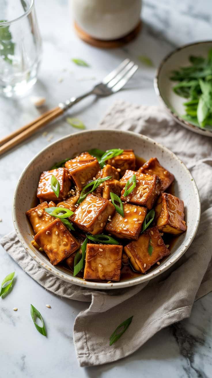 Ginger-Soy Glazed Tofu with Crisp Vegetables