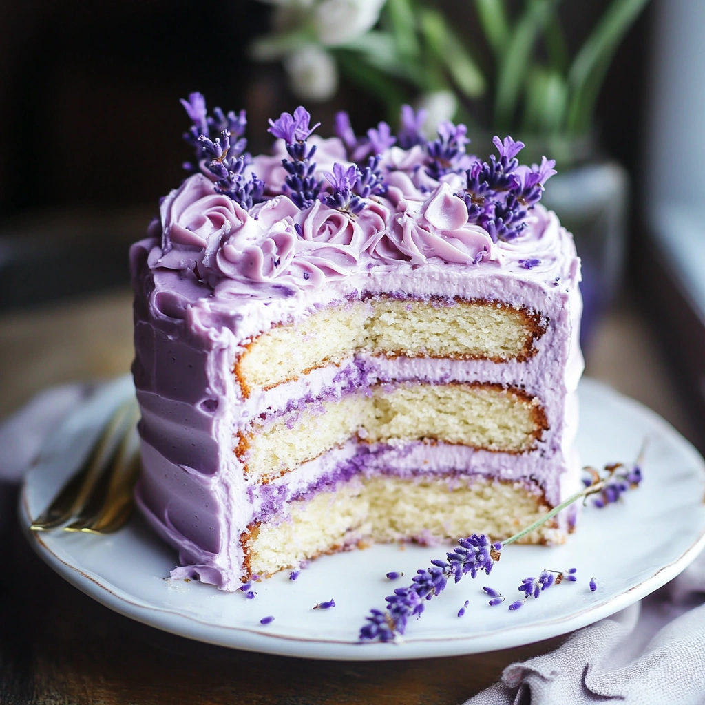 Lavender Honey Pound Cake with Whipped Cream