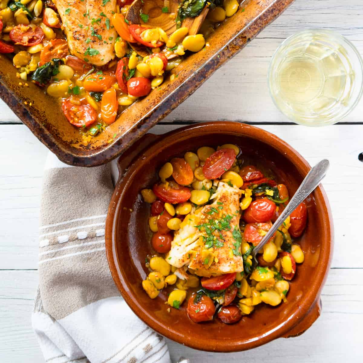 Baked Spanish-Style Cod with Saffron and Roasted Peppers