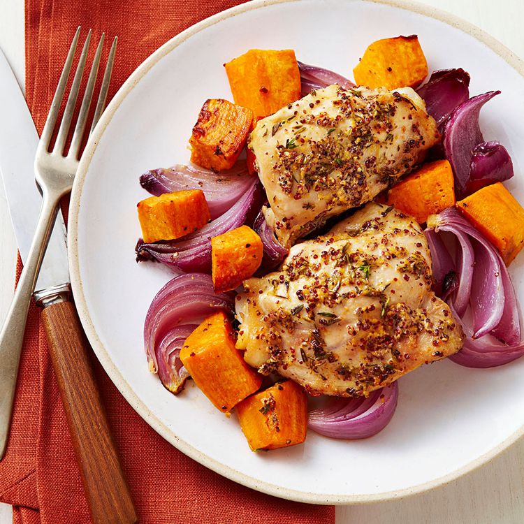 Sheet Pan Citrus-Rubbed Chicken with Roasted Sweet Potatoes