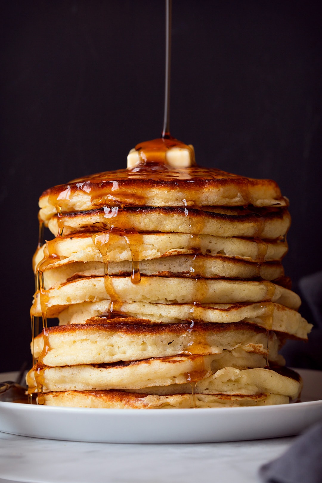 Tall Stack Giant Pancakes with Maple Butter Drizzle