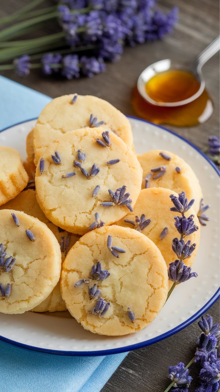 Spring Lavender Honey Shortbread Cookies