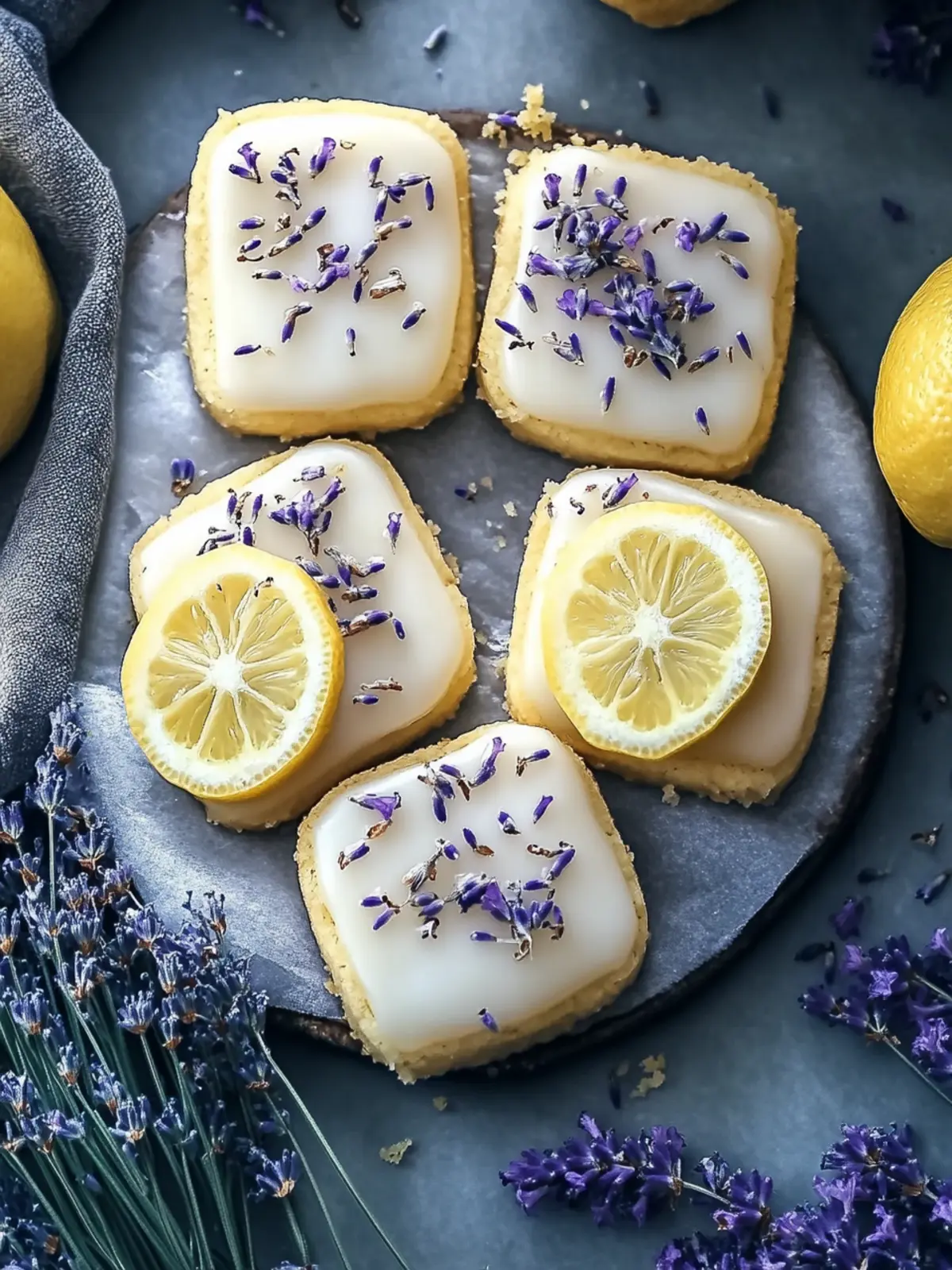 Rustic Lemon Lavender Shortbread Bars