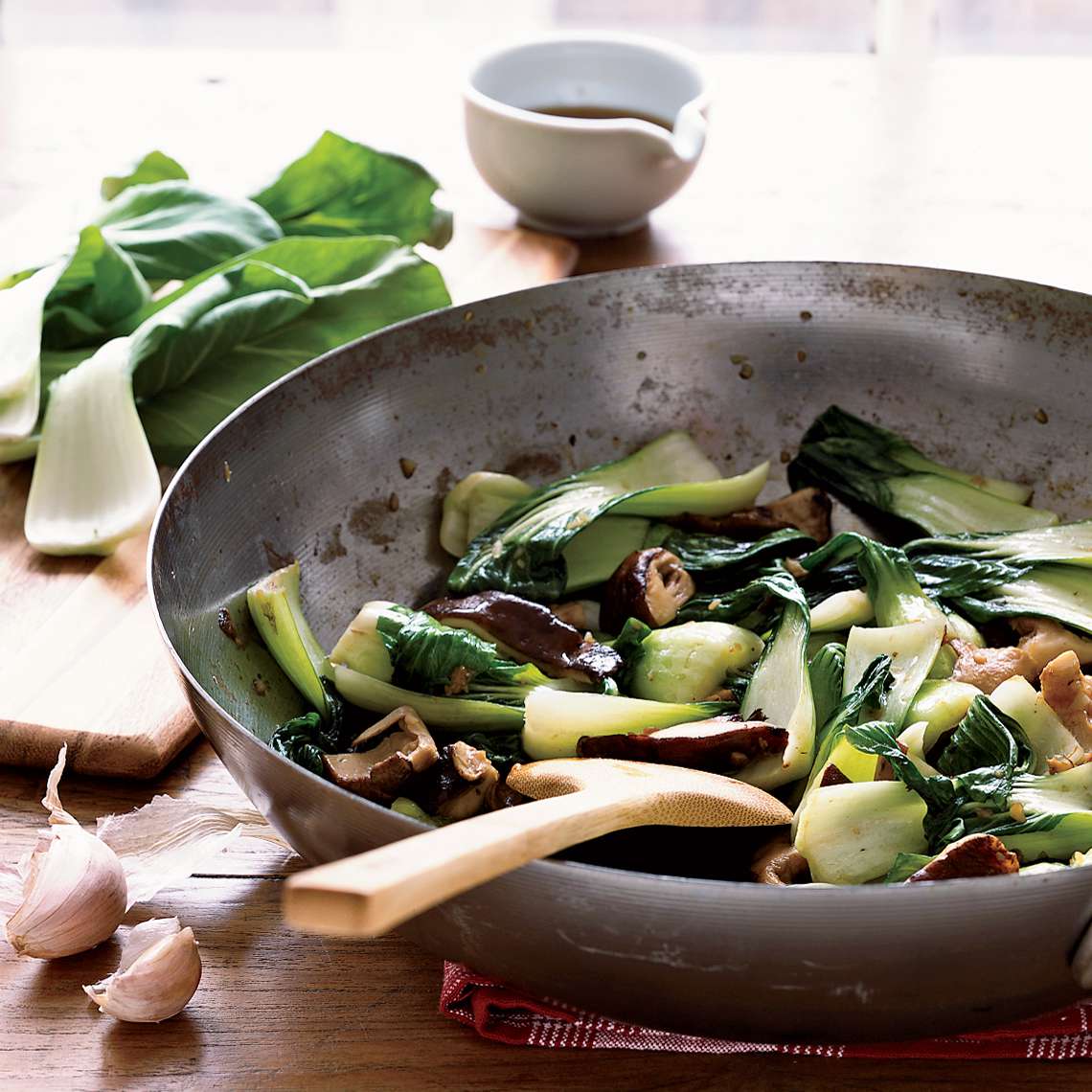 Garlic and Chili Stir-Fried Bok Choy with Shiitake Mushrooms