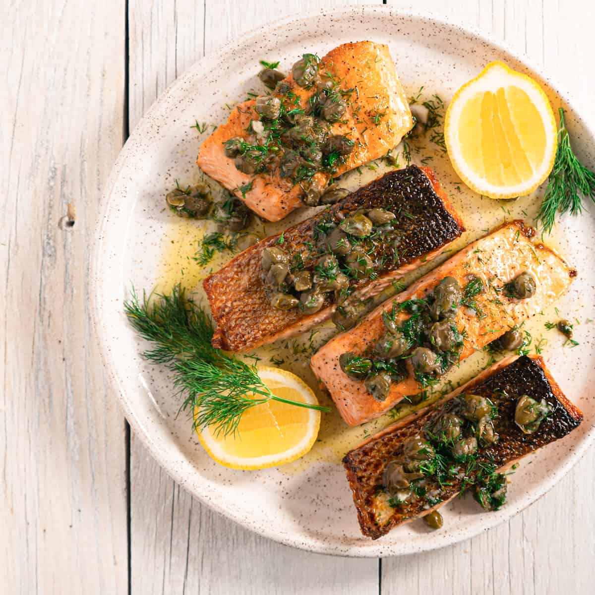 Lemon-Dill Pan-Seared Salmon with Crispy Capers