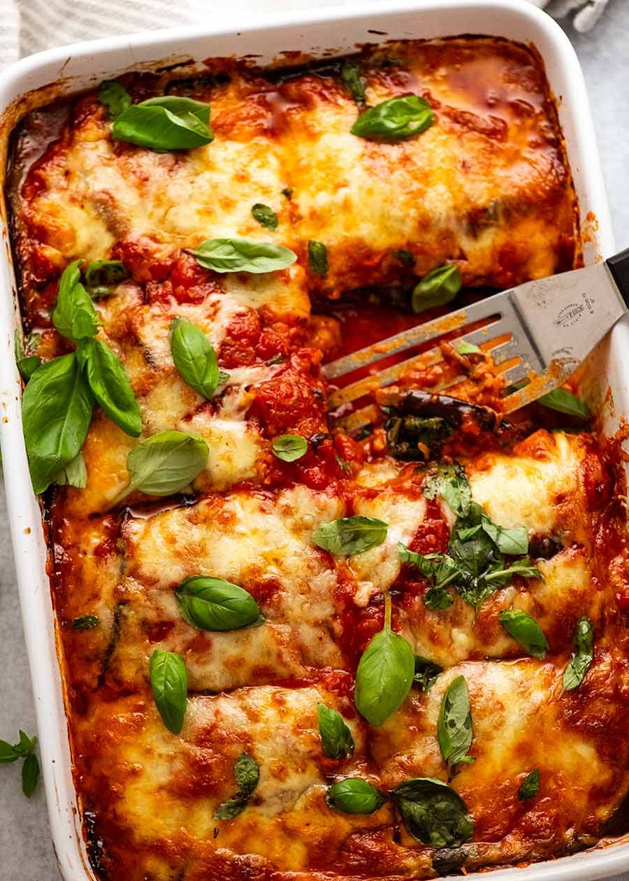 Baked Italian-Style Eggplant with Parmesan and Basil