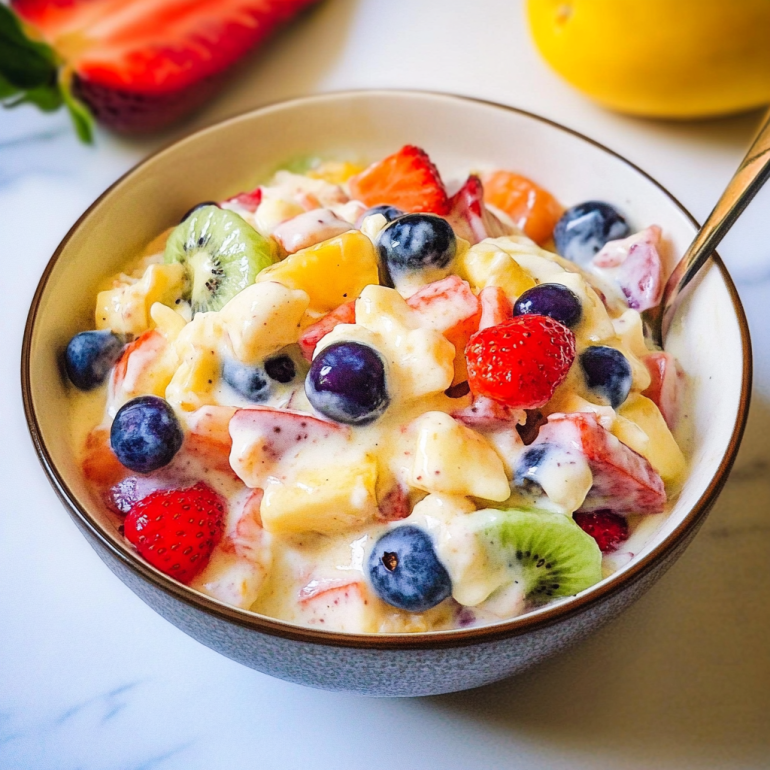 Layered Filipino Fruit Salad with Sweetened Condensed Milk