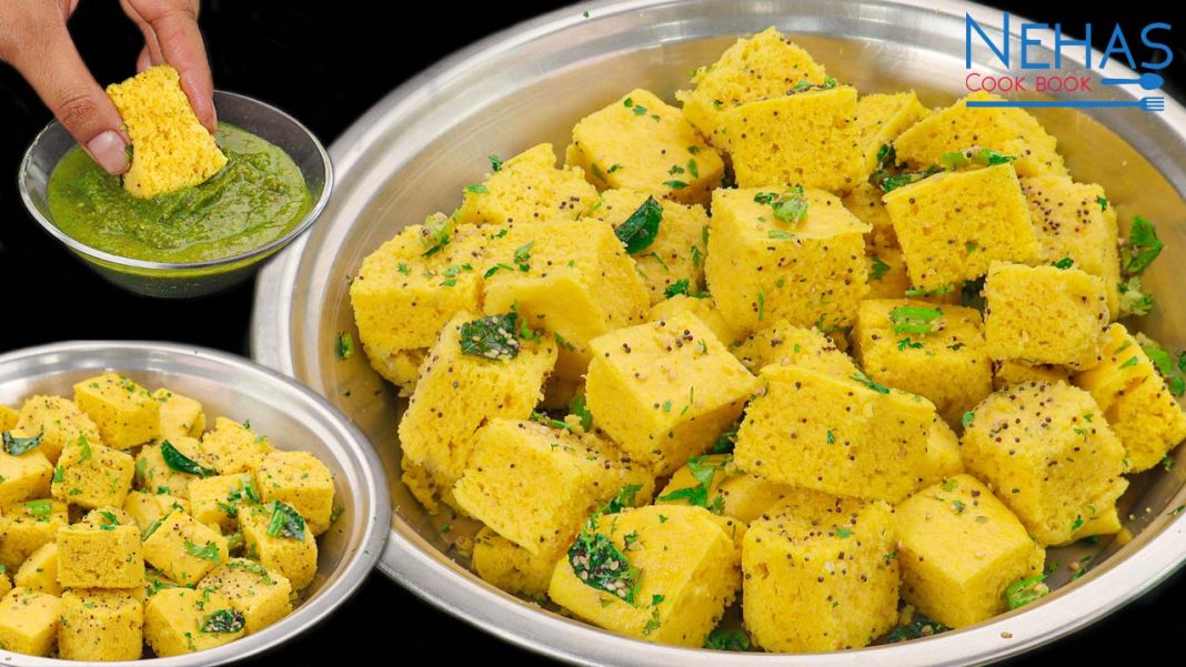 Steamed Spiced Gujarati Khaman with Mustard Tempering