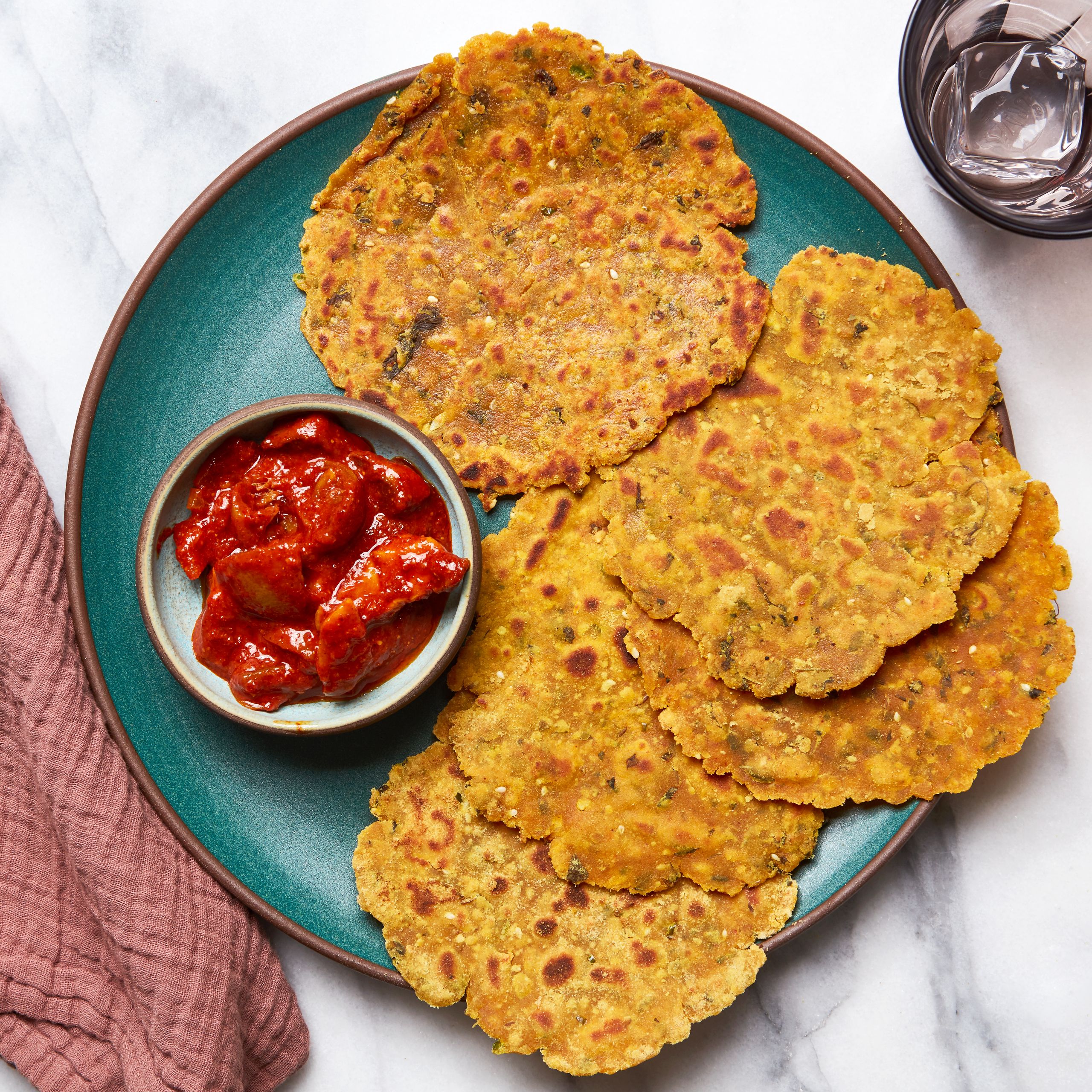 Fennel-Scented Gujarati Thepla with Yogurt Dip