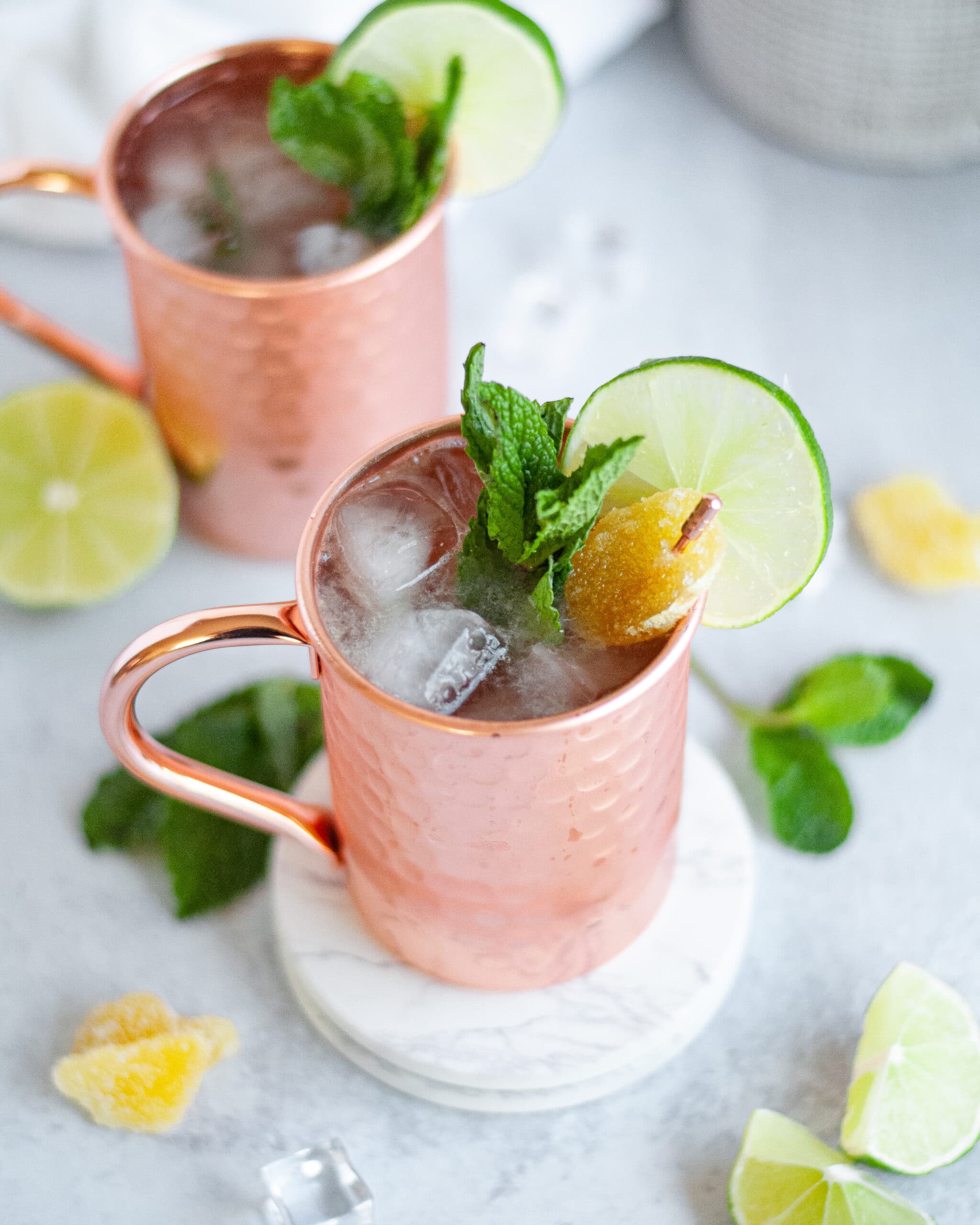 Tequila Ginger Mule with Lime and Mint