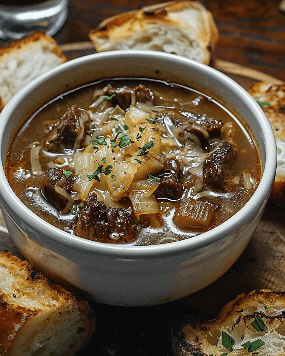 Authentically Brewed French Onion Soup with Beef Stock