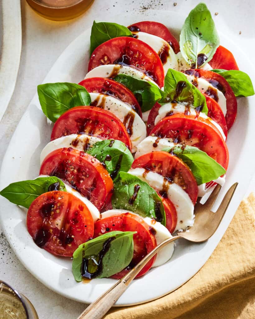 Half-and-Half Italian Caprese Salad with Balsamic Reduction
