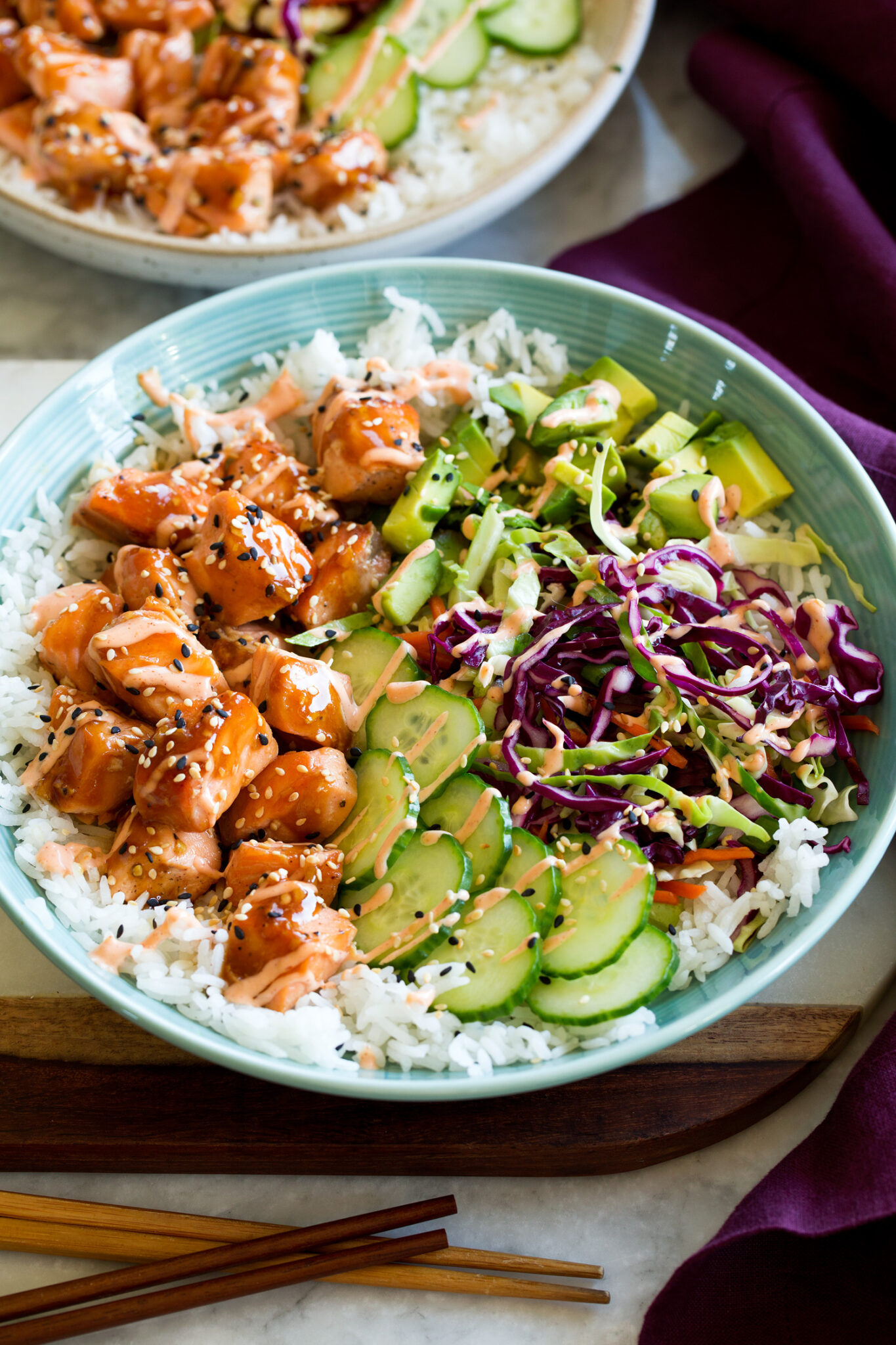 Layered Honey-Soy Glazed Salmon Bowl with Sesame Rice