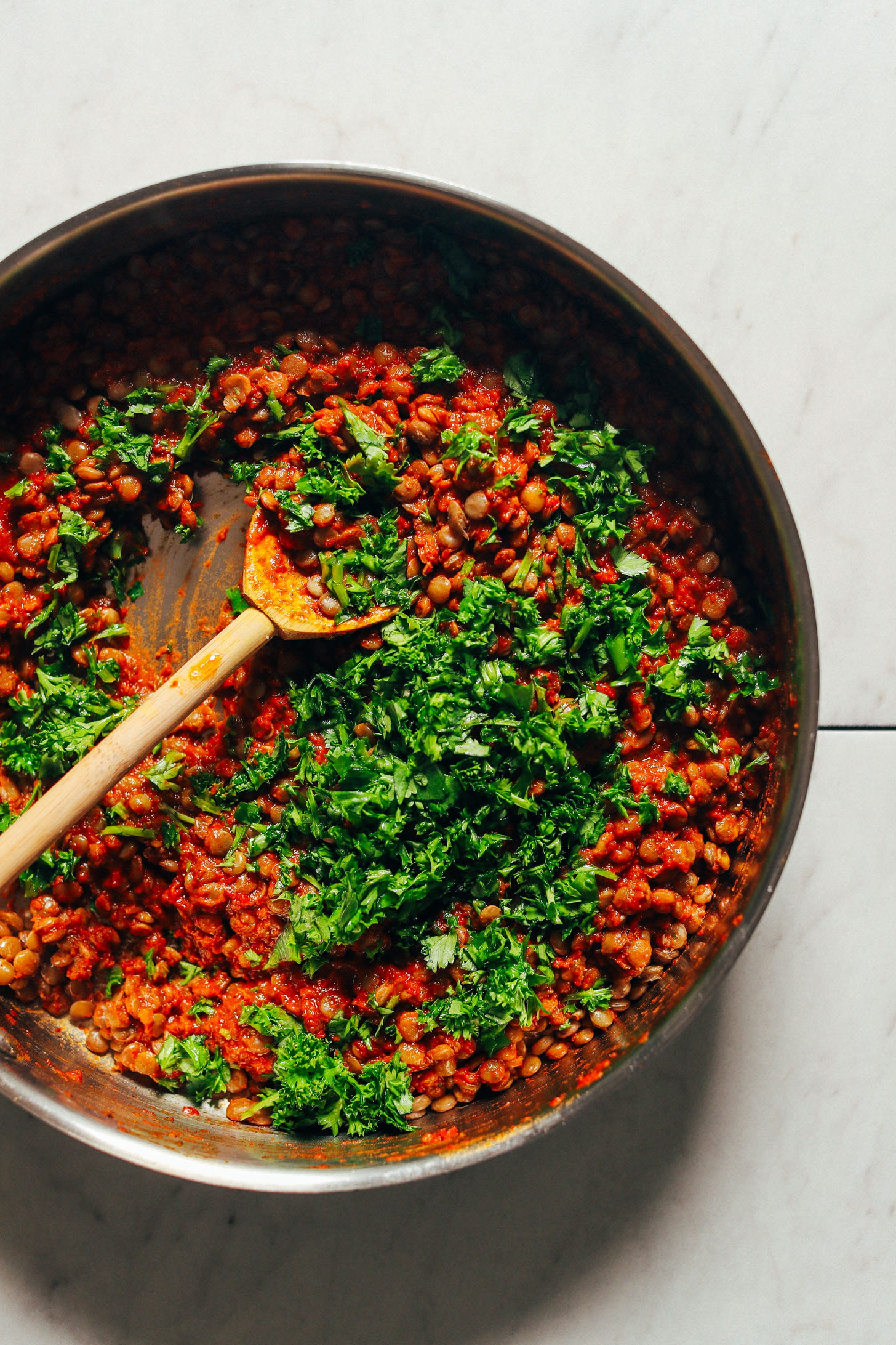 Injera Crust Vegetable Lentil Bowl with Mitmita Dressing
