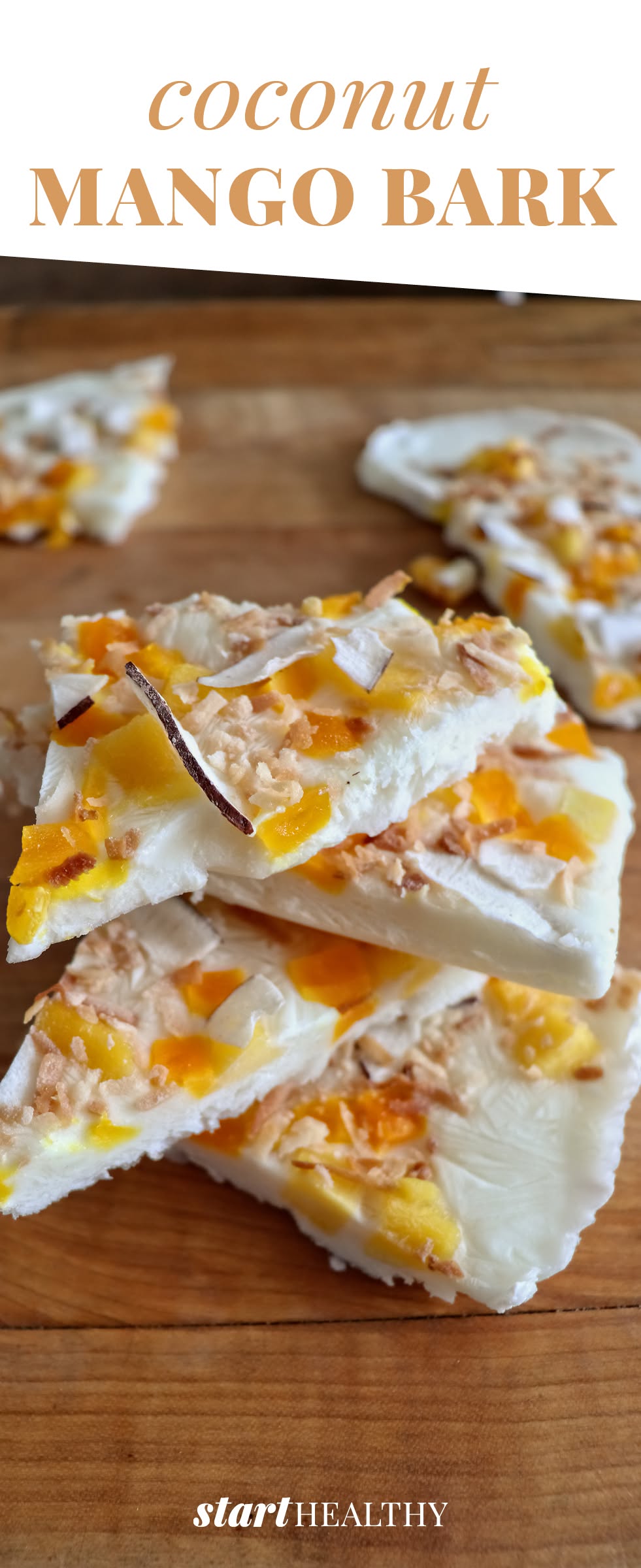 Frozen Mango Yogurt Bark with Toasted Coconut