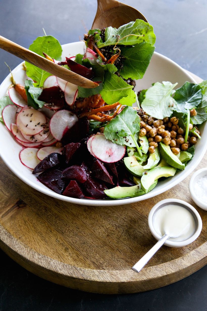 Veggie-Packed Beetroot and Wattleseed Salad with Macadamia Dressing