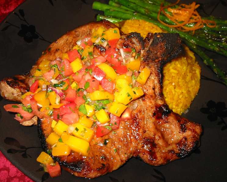 Citrus-Rubbed Grilled Pork Chops with Mango Salsa
