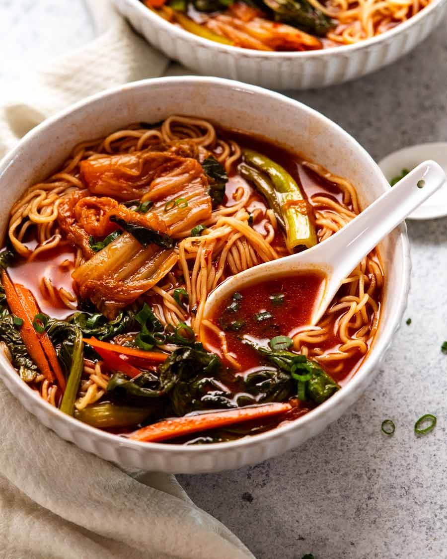 One-Pot Spicy Korean Beef Noodles with Bok Choy
