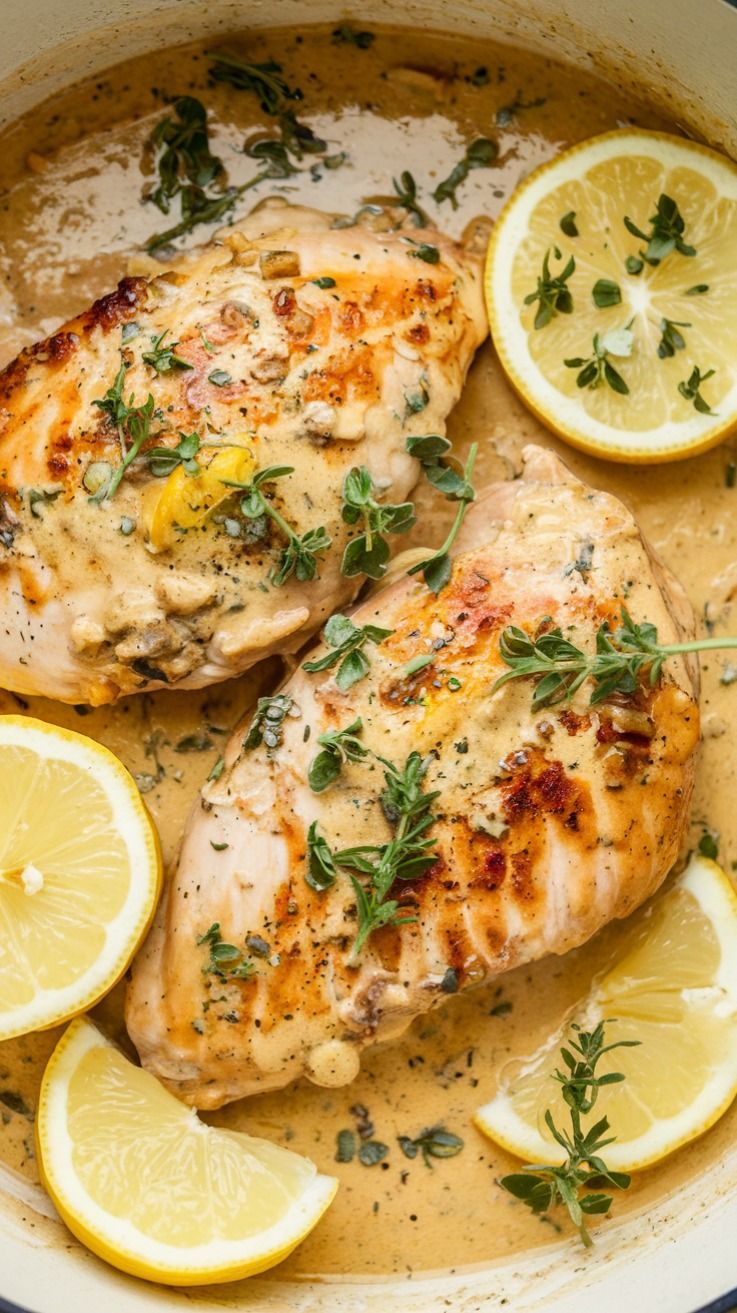 Pan-Roasted Chicken with Lemon-Thyme Butter Sauce