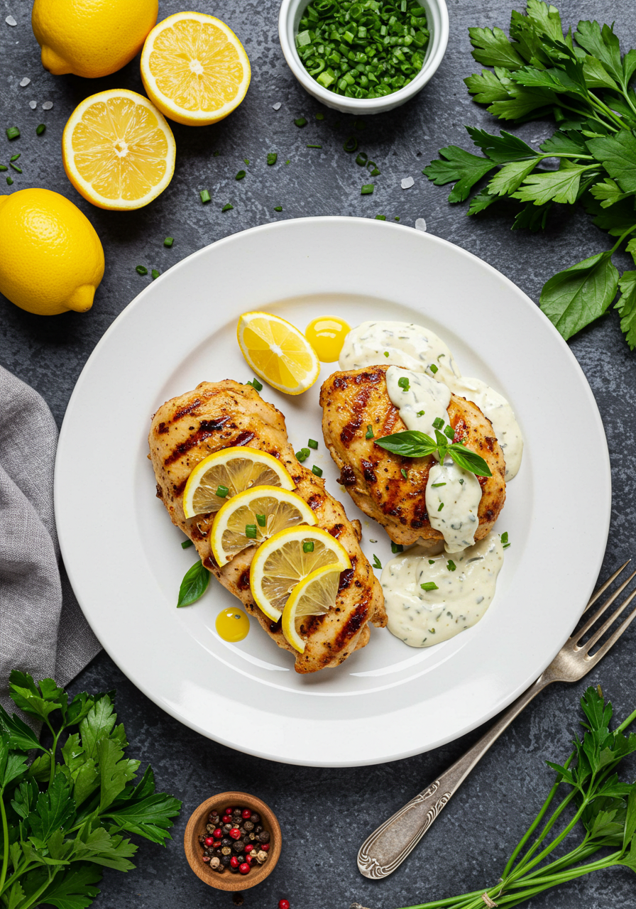 Grilled Lemon-Pepper Chicken with Roasted Garlic Aioli