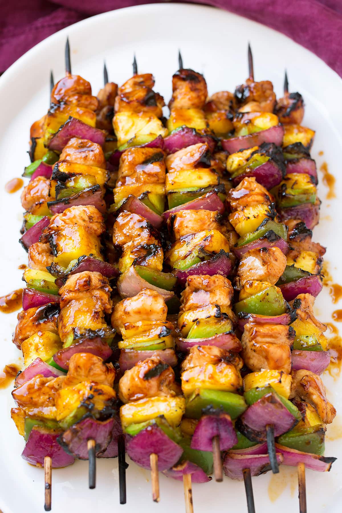 Charred Pineapple and Rum-Glazed Tiki Chicken Skewers